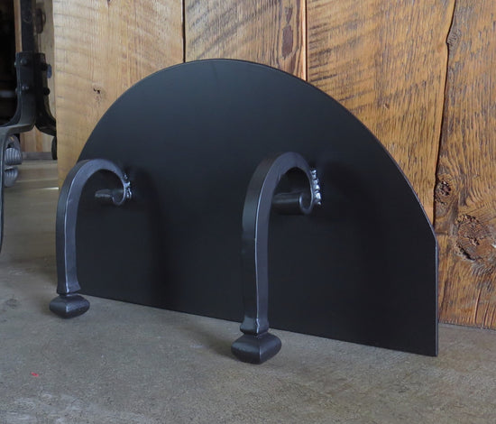 Custom Victorian Arched Freestanding Pizza Oven Door with scrolled handle