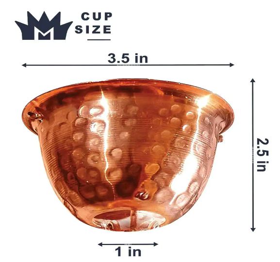 Solid Copper Hammered Rain Chain Cups 8.5 ft Long