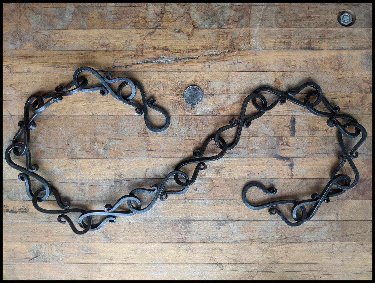 Antique Iron Chain for Fireplace, Hand Forged Wrought Iron, Primitive  Hearth Fireplace Chain, Wall Hanger, Iron Chain With Double Hooks 