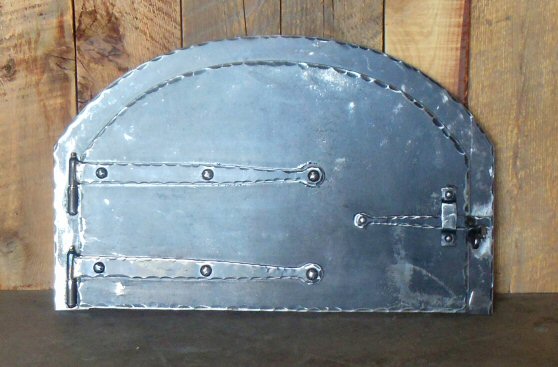 colonial style hammered iron pizza oven door