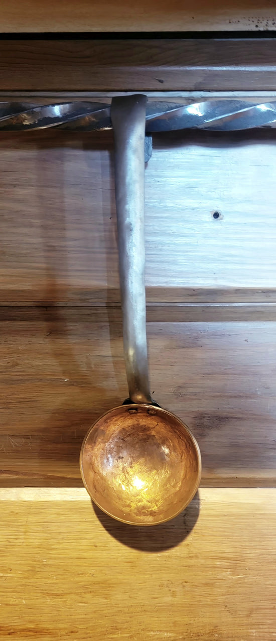 Hand Forged Solid Copper Egg Spoon With Steel Hook Handle - Small