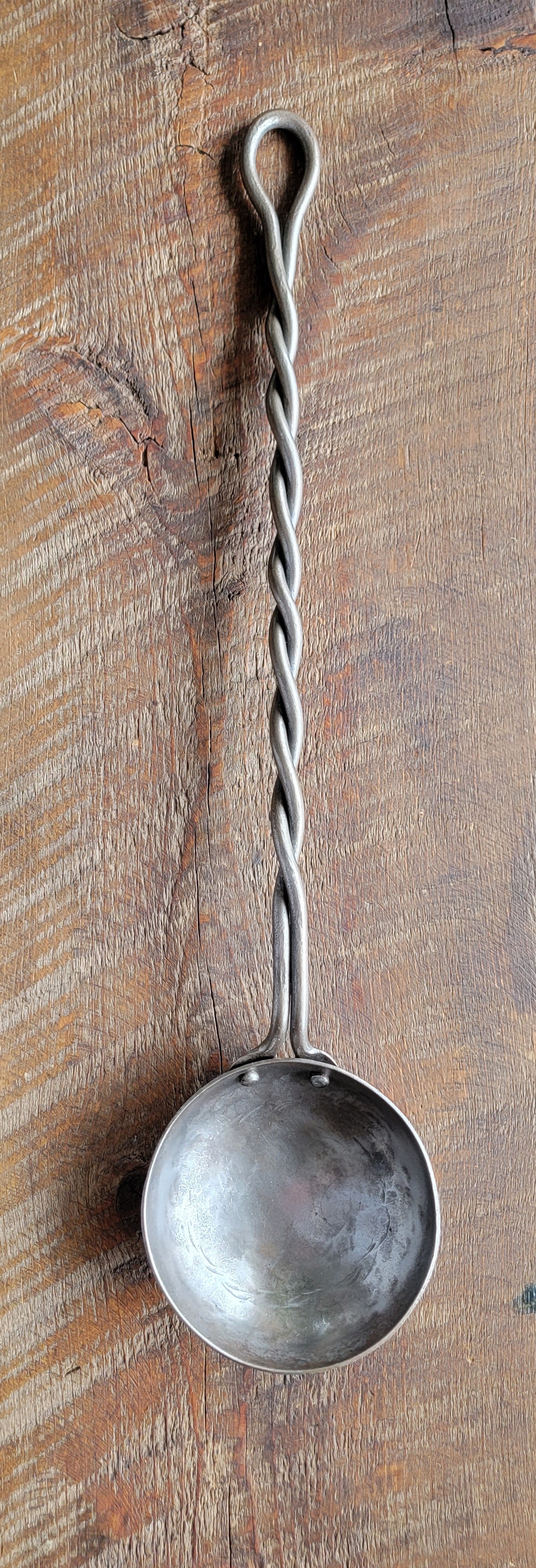 Hand Forged Twisted Steel Egg Spoon