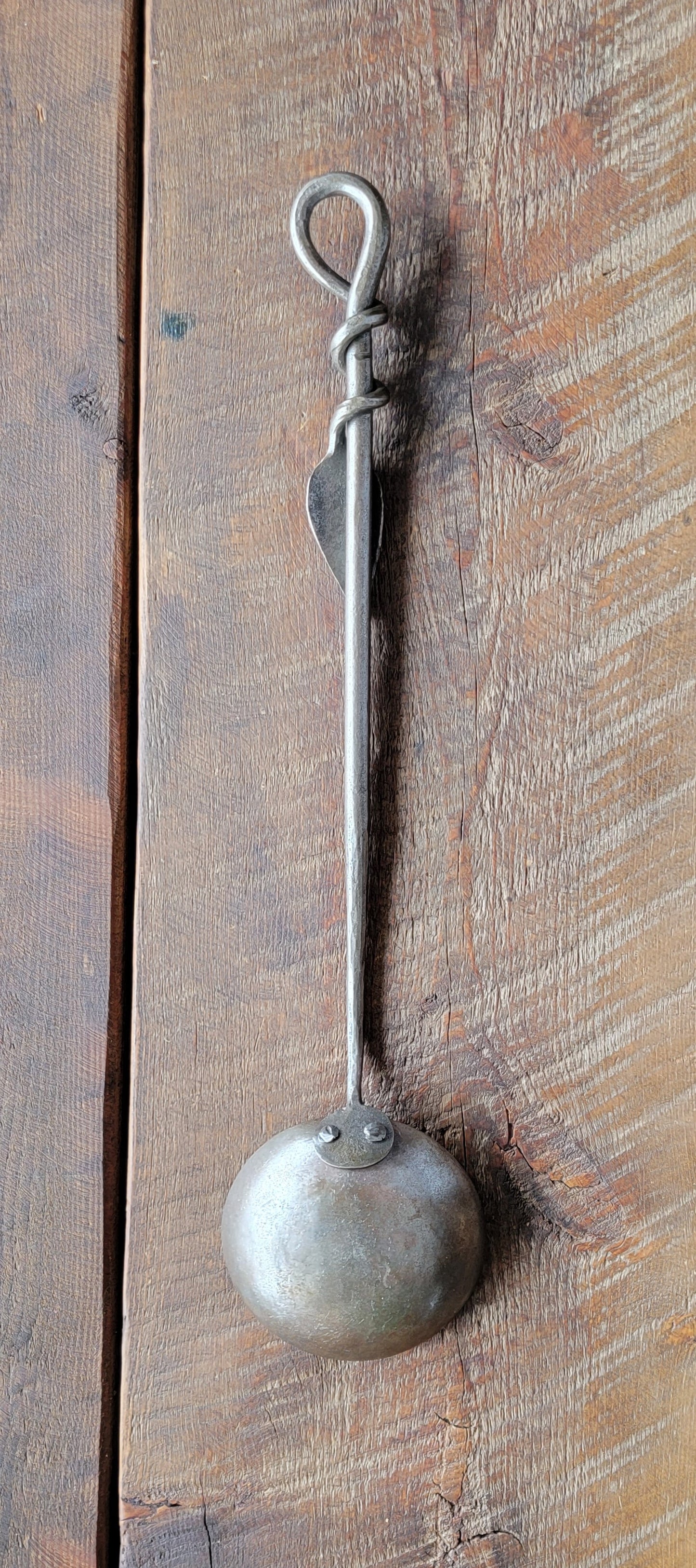 Hand Forged Steel Egg Spoon With Leaf Handle