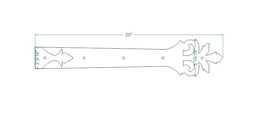 Sangle de charnière en fer forgé avec acanthe romaine