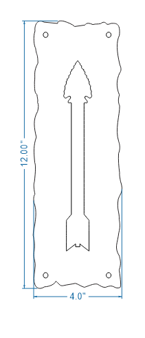Auténtica placa de empuje de hierro con punta de flecha