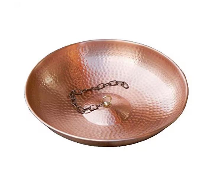 Hand Hammered Solid Copper Rain Chain Anchoring Basin - 11" diameter