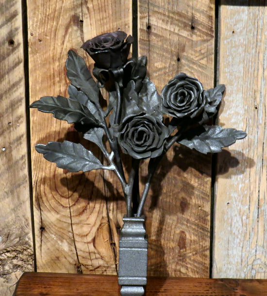 Iron Three Rose Bouquet- Hand Forged