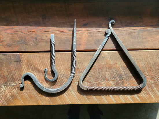 Load image into Gallery viewer, Hand Forged Twisted Iron Dinner Triangle
