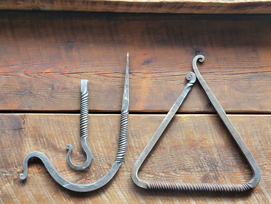 Load image into Gallery viewer, Hand Forged Twisted Iron Dinner Triangle
