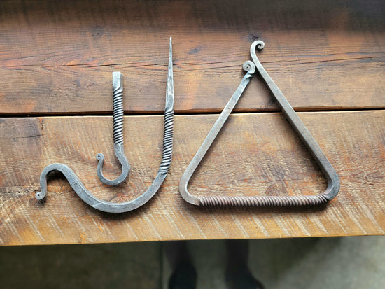 Load image into Gallery viewer, Hand Forged Twisted Iron Dinner Triangle
