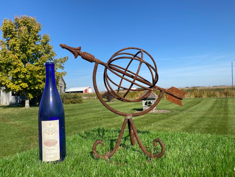 Wrought Iron Small Sundial - Obelisk - Metal Yard Decoration Lawn Ornaments & Garden Sculptures Sculpture