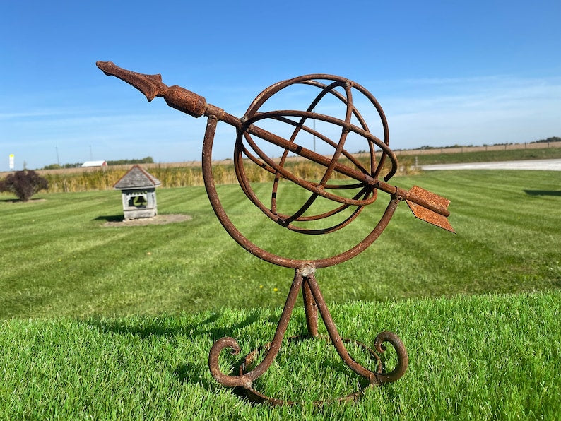 Wrought Iron Small Sundial - Obelisk - Metal Yard Decoration Lawn Ornaments & Garden Sculptures Sculpture