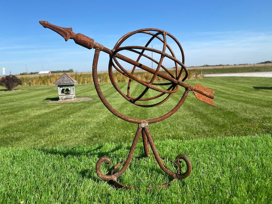 Wrought Iron Small Sundial - Obelisk - Metal Yard Decoration Lawn Ornaments & Garden Sculptures Sculpture