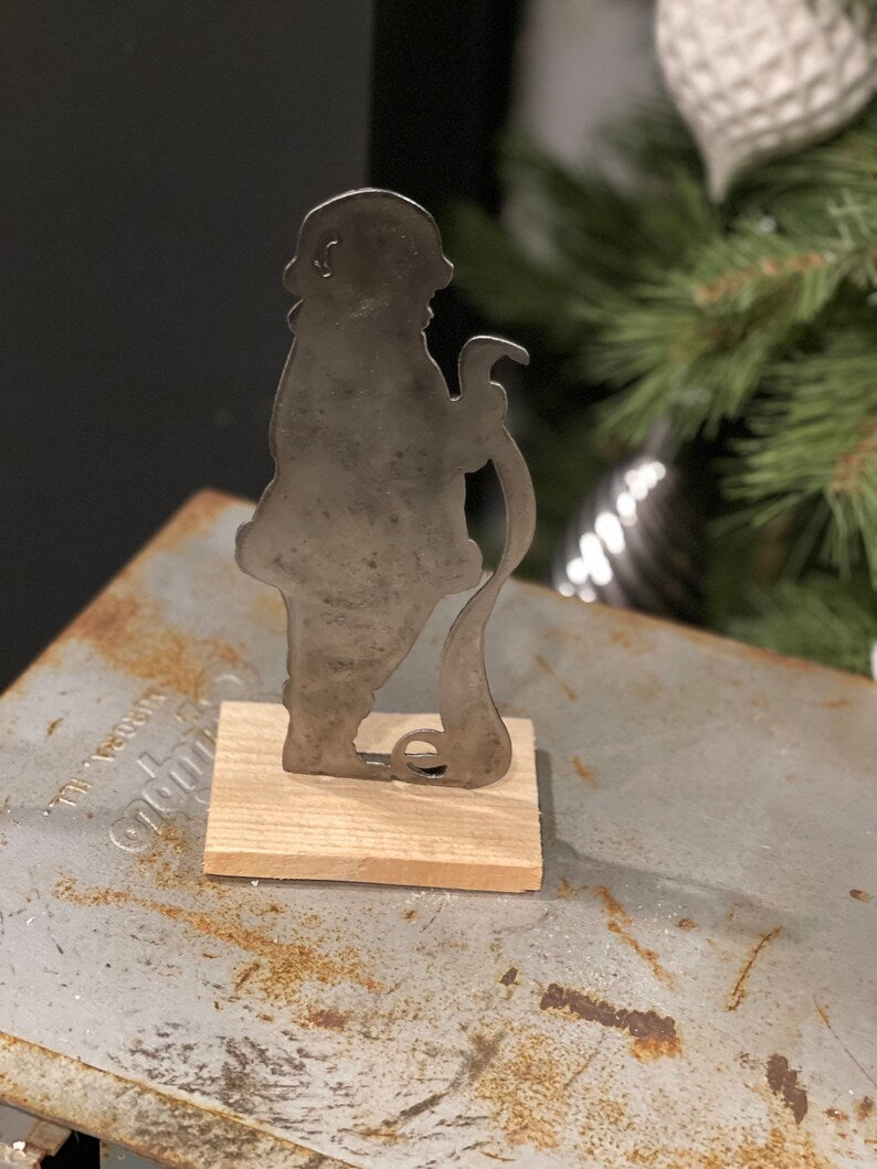 Checking His List Santa Handmade Metal Stand Decor Christmas