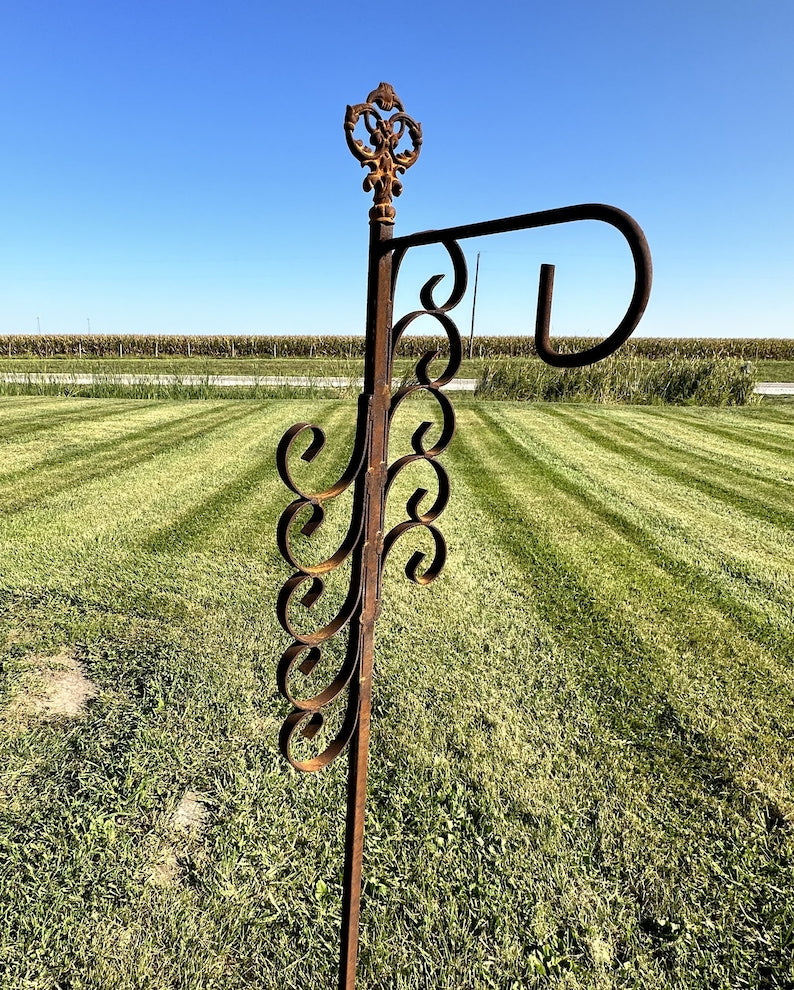 Wrought Iron Sheperds Hook | Rustic Yard Hanger