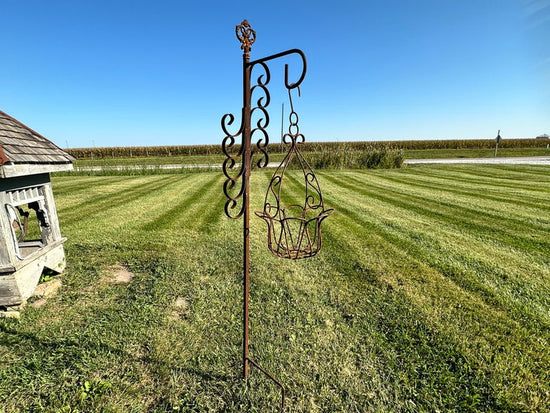 Wrought Iron Sheperds Hook | Rustic Yard Hanger