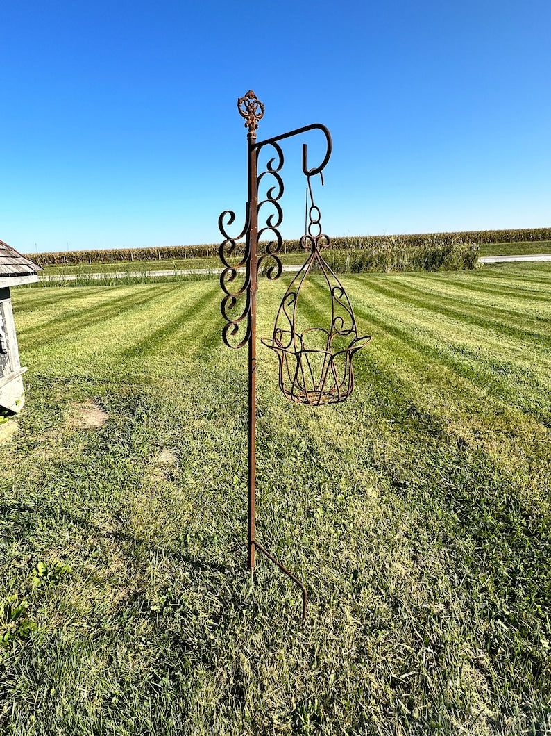 Wrought Iron Sheperds Hook | Rustic Yard Hanger
