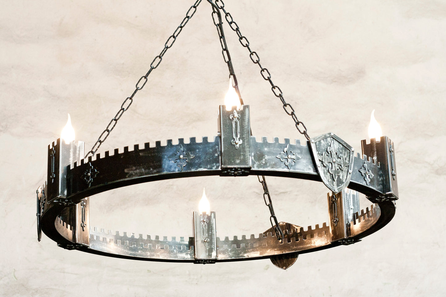large Ancient Medieval Iron Chandelier Lighting