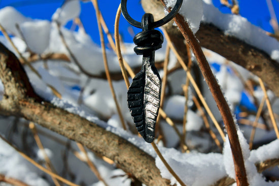 Forged Iron Leaf Pendant Keyring Keychains Gift