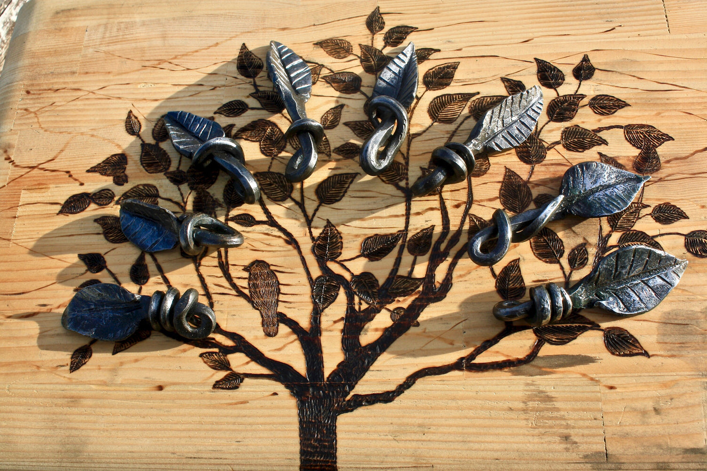 Forged Iron Leaf Pendant Keyring Keychains Gift