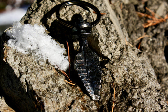 Forged Iron Leaf Pendant Keyring Keychains Gift
