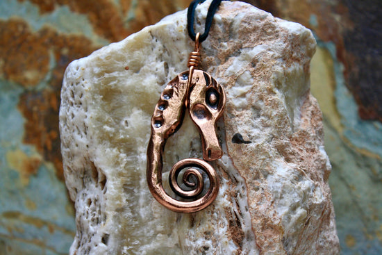 copper seahorse pendant, hand forged Charms & Pendants Gift