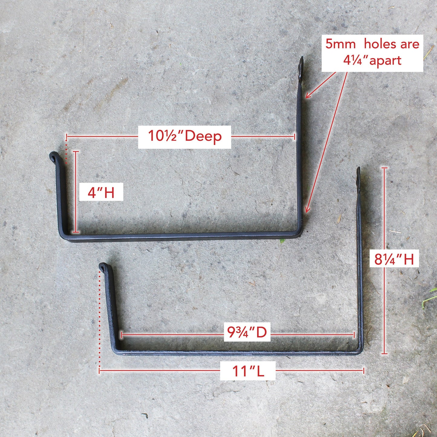 10" Brackets for Window and Flower Boxes, Wrought Iron
