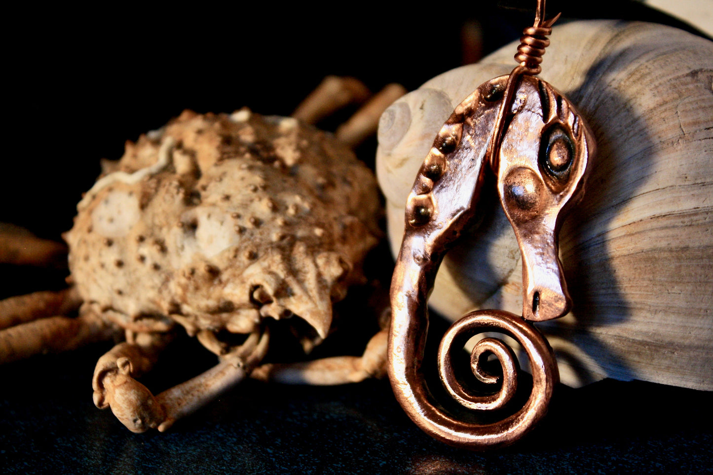 copper seahorse pendant, hand forged Charms & Pendants Gift