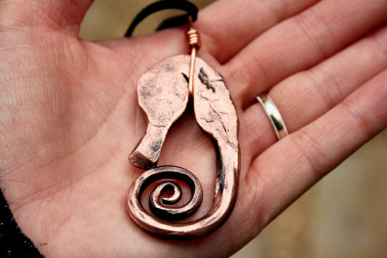 copper seahorse pendant, hand forged Charms & Pendants Gift