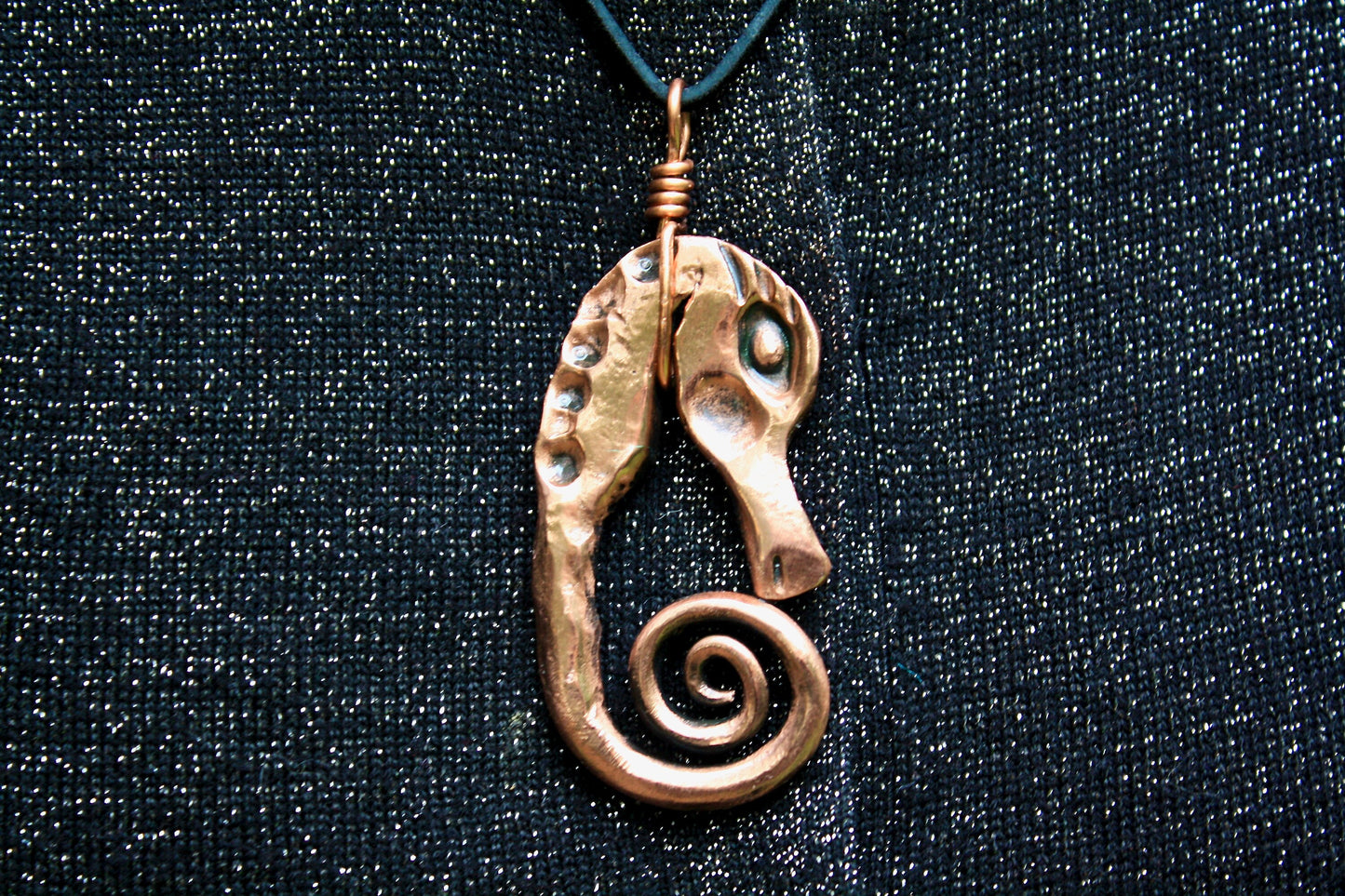 copper seahorse pendant, hand forged Charms & Pendants Gift