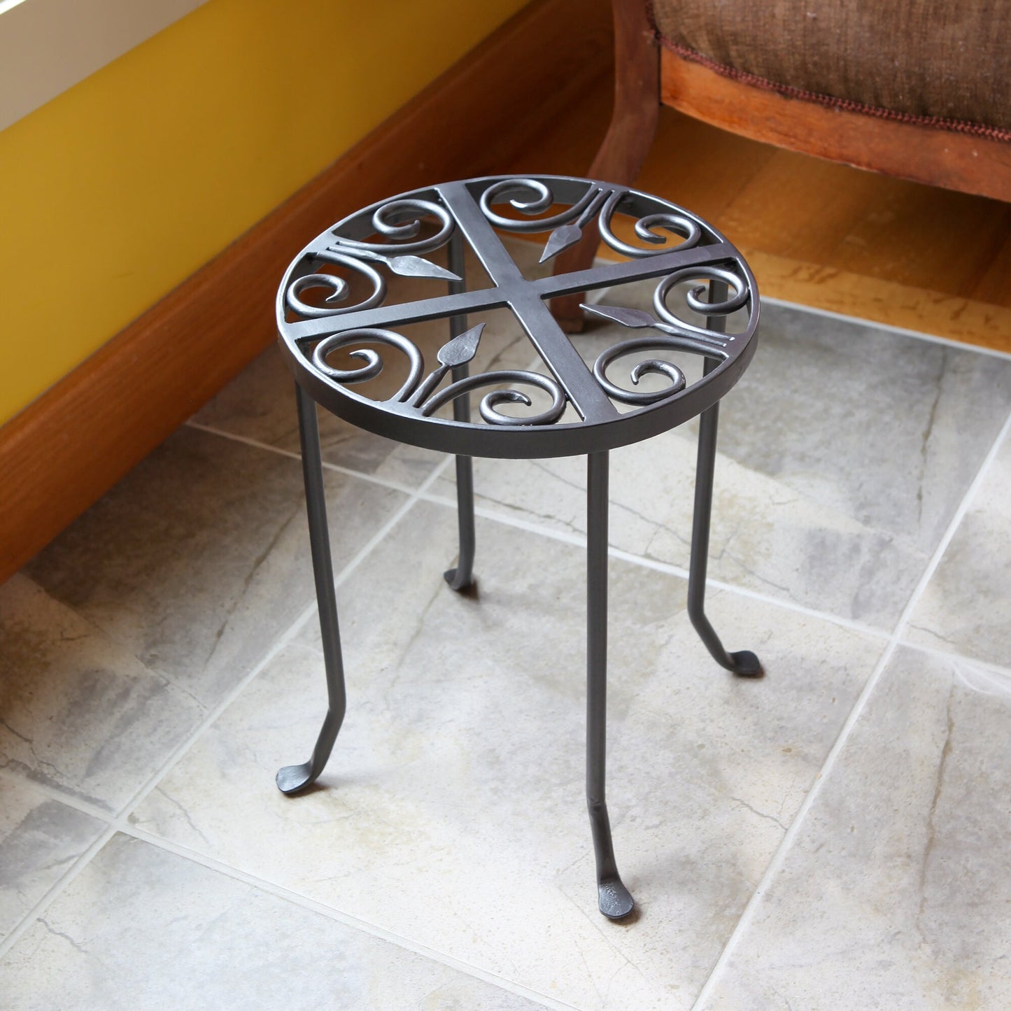 Scrollwork Wrought Iron Side Table