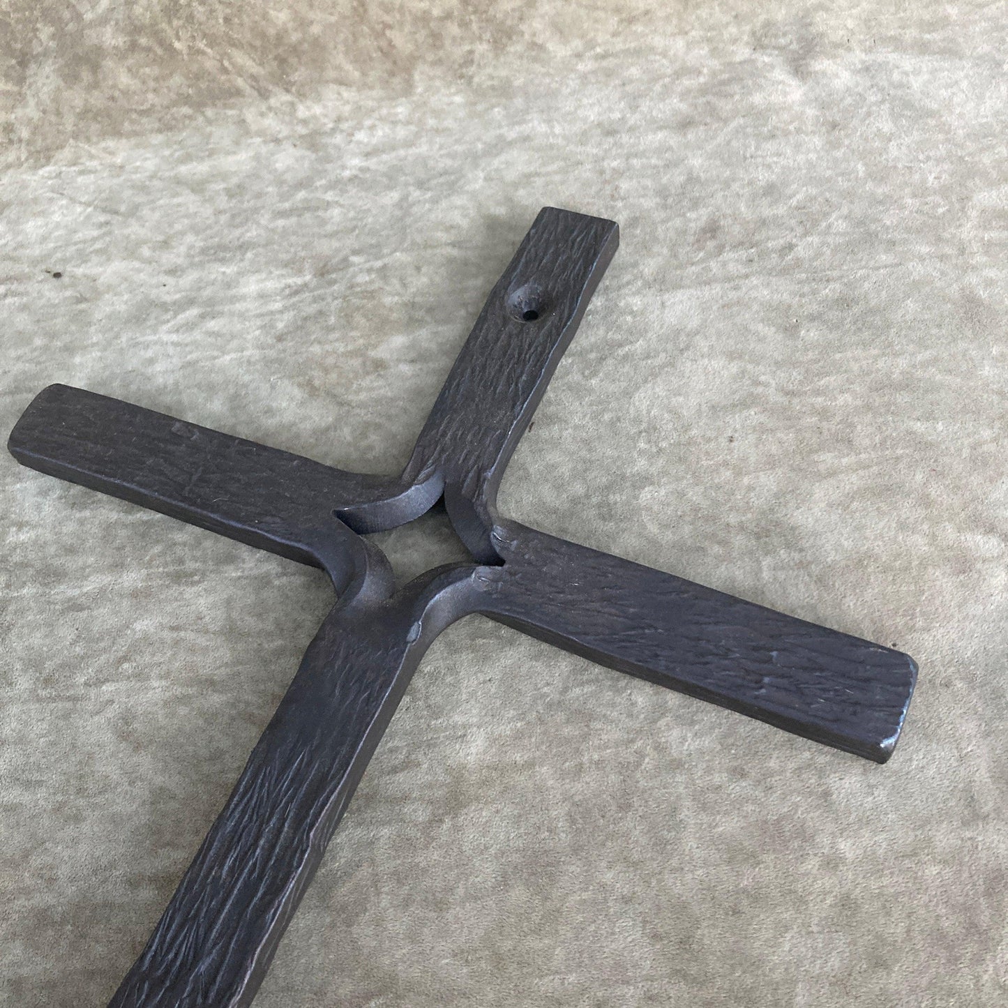 Hand Forged Iron Cross Wall Hanging Unique Blacksmith Art