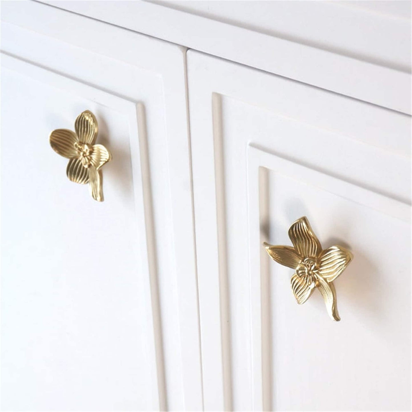 Nordic Flower Brass Drawer Pulls Cabinet Knobs & Handles Drawer Pull