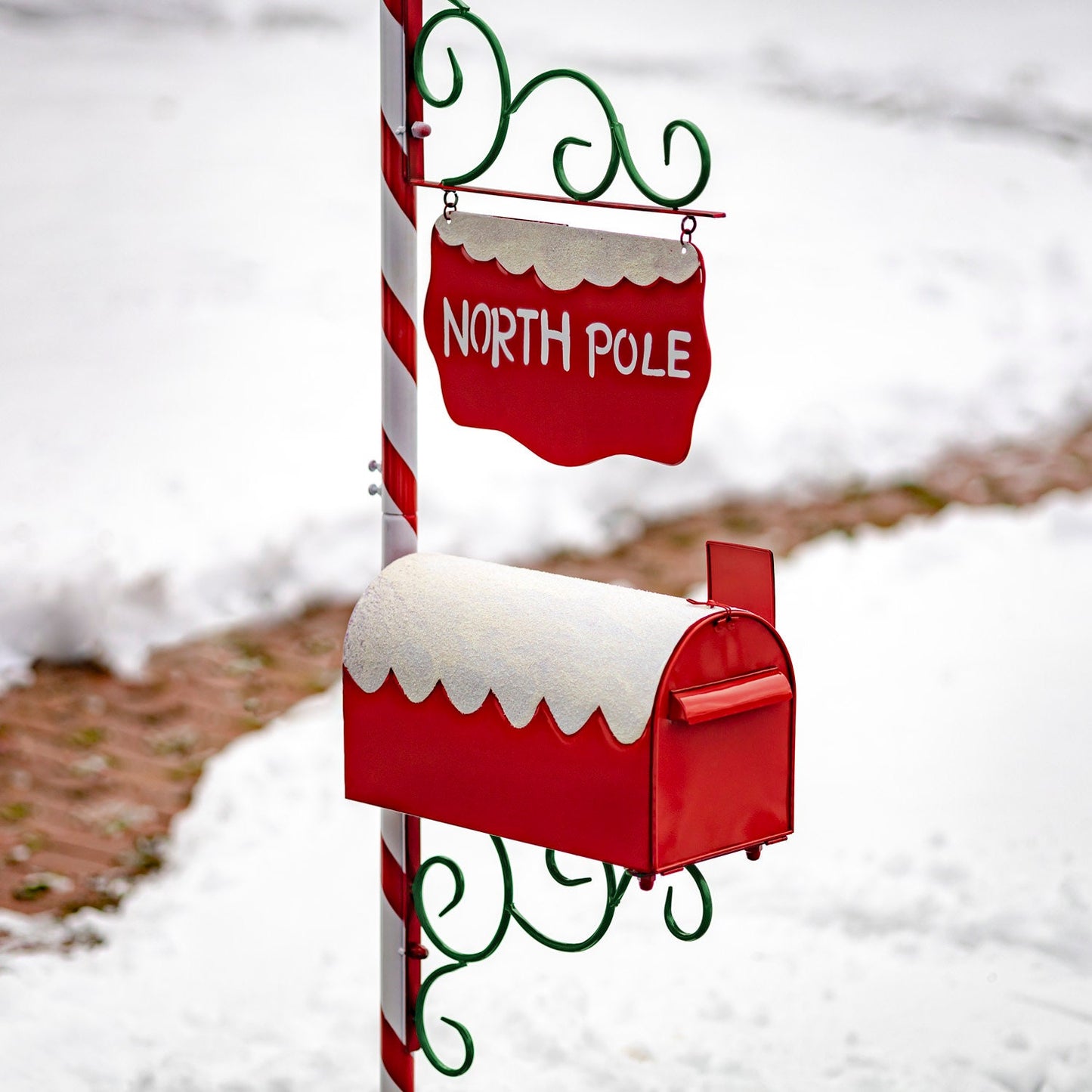 Christmas Mailbox with Candy Cane Pole and Hanging Sign Mailboxes Christmas