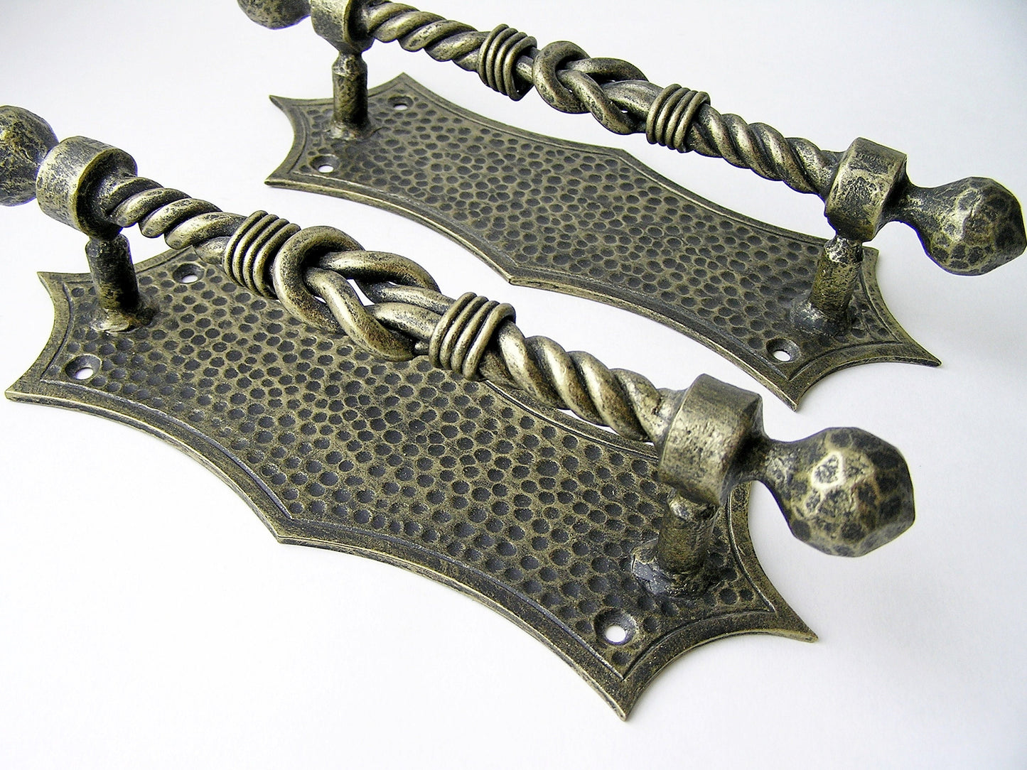 Knot of Hercules wrought iron door handles in gold Door Knobs & Handles