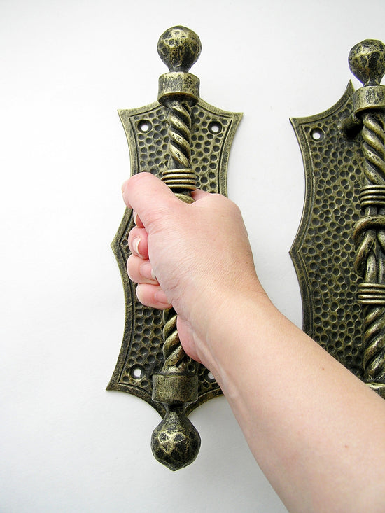 Knot of Hercules wrought iron door handles in gold Door Knobs & Handles