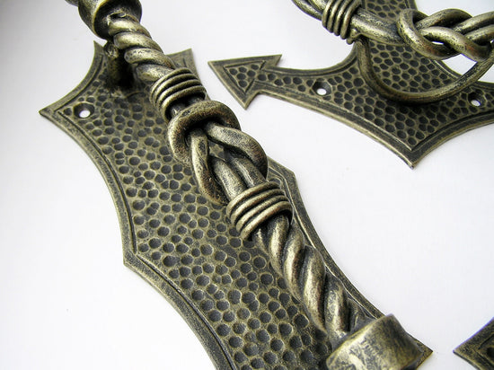 Knot of Hercules wrought iron door handles in gold Door Knobs & Handles