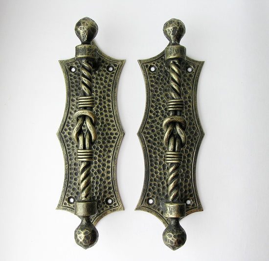 Knot of Hercules wrought iron door handles in gold Door Knobs & Handles
