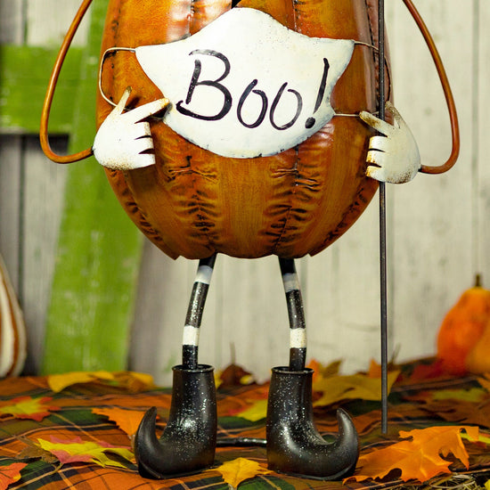 Top Hat Jack-O-Lantern with Face Mask Seasonal & Holiday Decorations Halloween