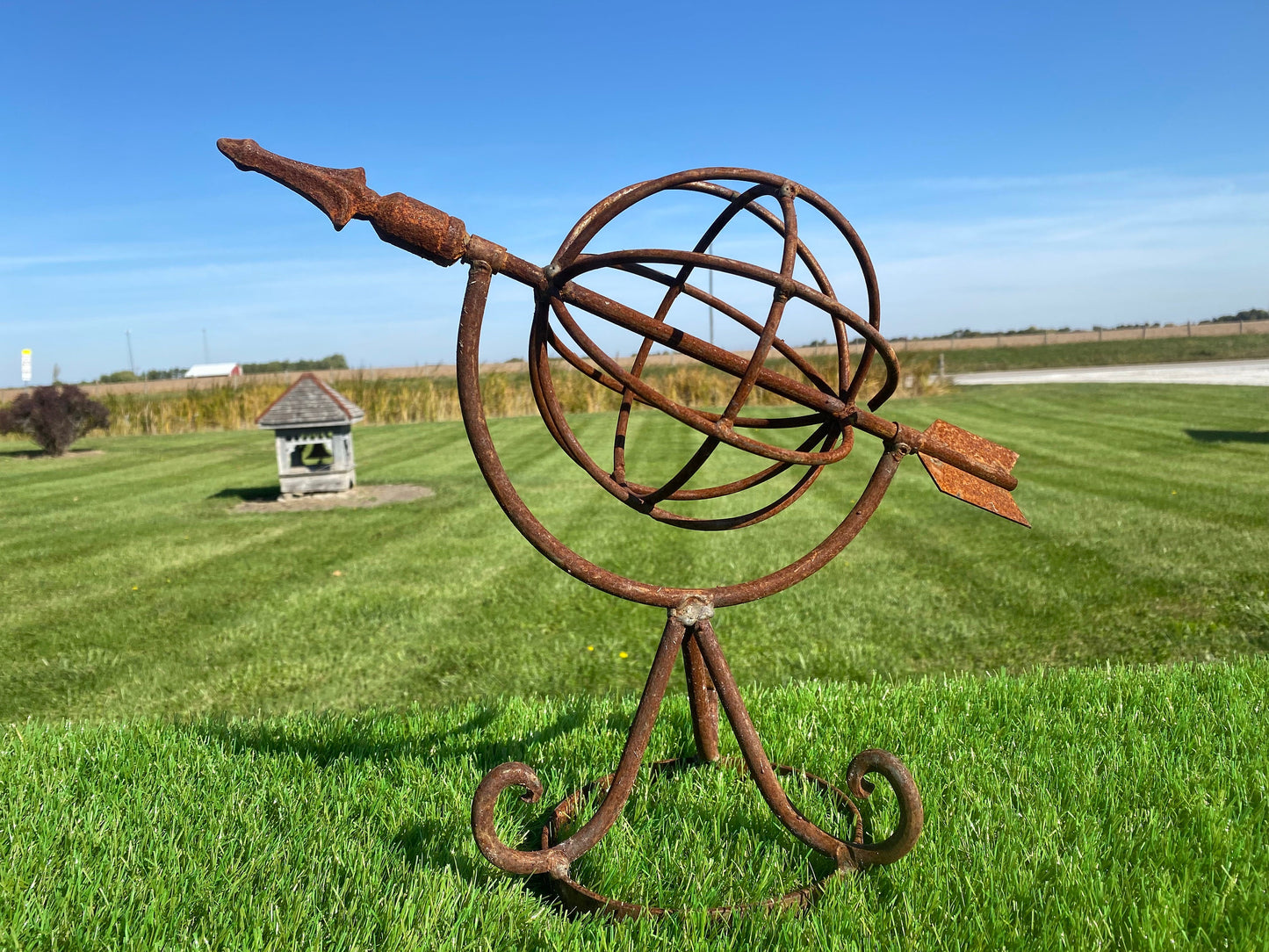 Wrought Iron Small Sundial - Obelisk - Metal Yard Decoration Lawn Ornaments & Garden Sculptures Sculpture