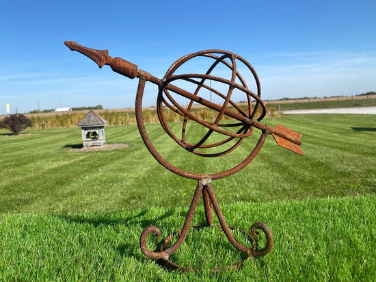 Wrought Iron Small Sundial - Obelisk - Metal Yard Decoration Lawn Ornaments & Garden Sculptures Sculpture