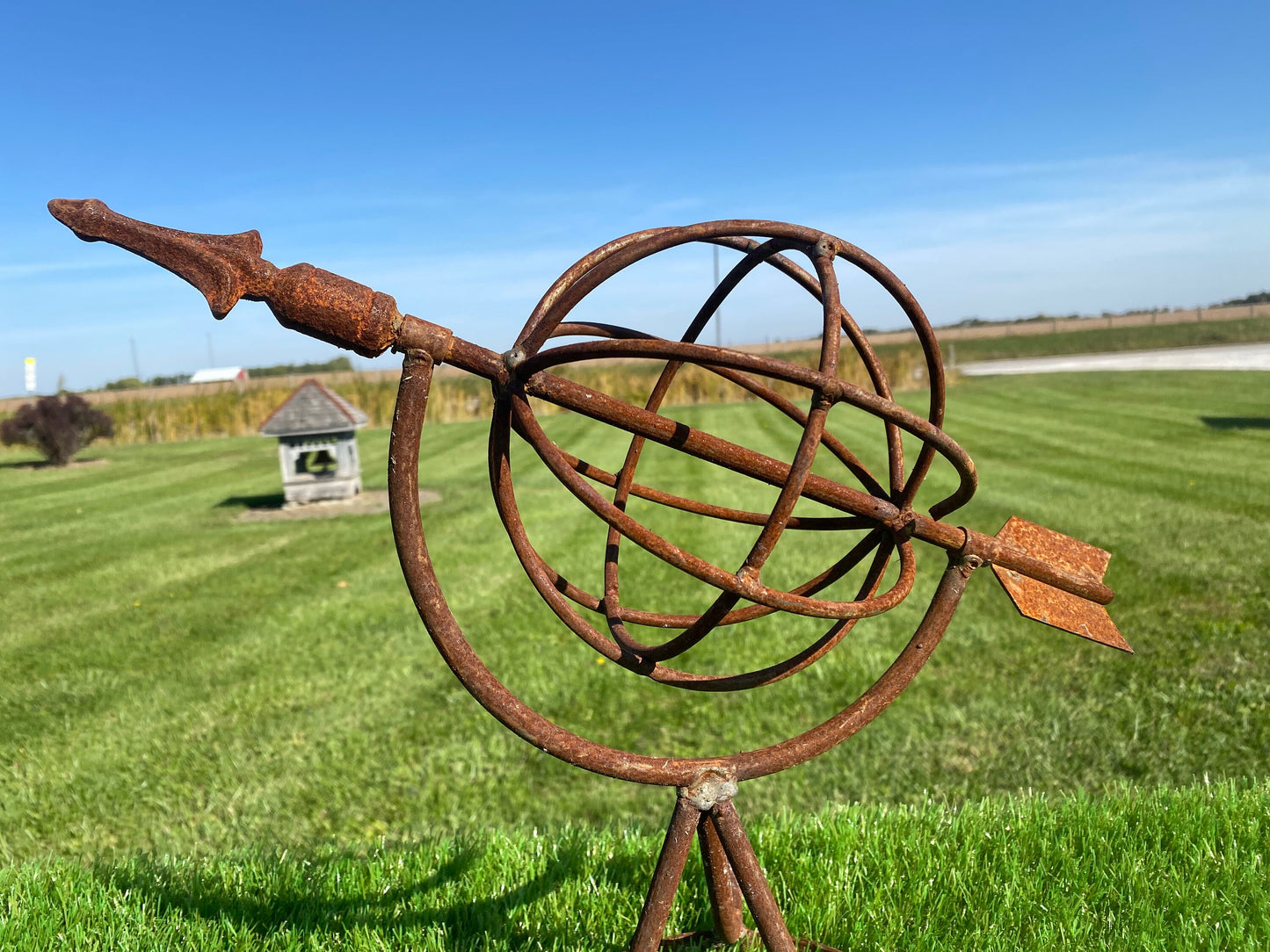 Wrought Iron Small Sundial - Obelisk - Metal Yard Decoration Lawn Ornaments & Garden Sculptures Sculpture