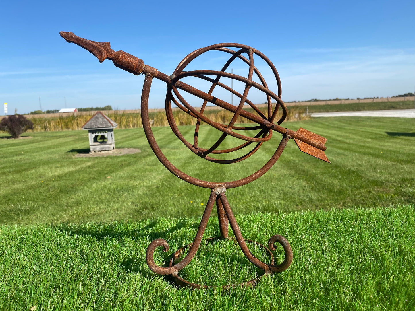 Wrought Iron Small Sundial - Obelisk - Metal Yard Decoration Lawn Ornaments & Garden Sculptures Sculpture