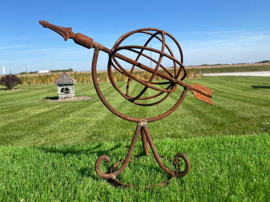 Wrought Iron Small Sundial - Obelisk - Metal Yard Decoration Lawn Ornaments & Garden Sculptures Sculpture