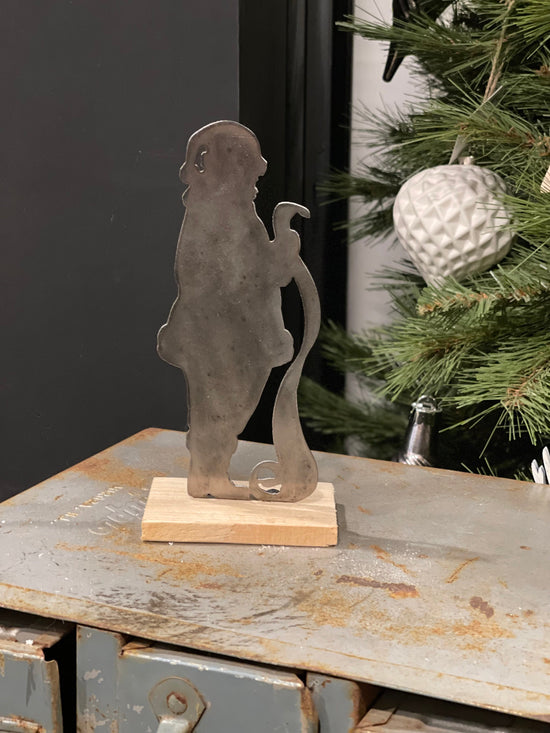 Checking His List Santa Handmade Metal Stand Decor Christmas