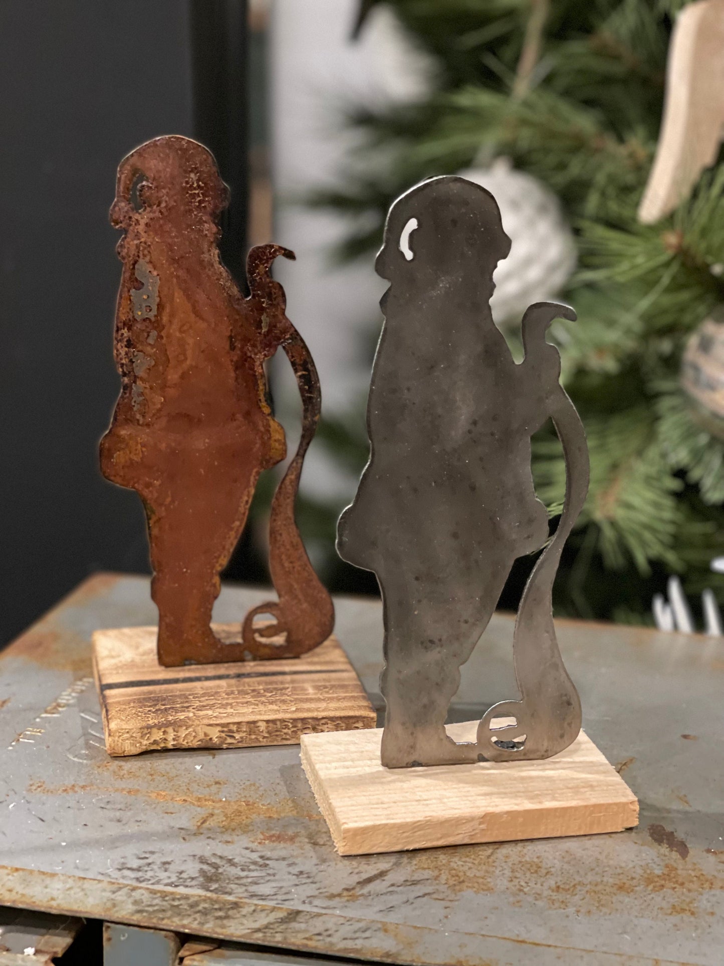 Checking His List Santa Handmade Metal Stand Decor Christmas