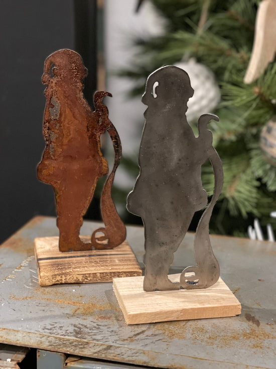 Checking His List Santa Handmade Metal Stand Decor Christmas