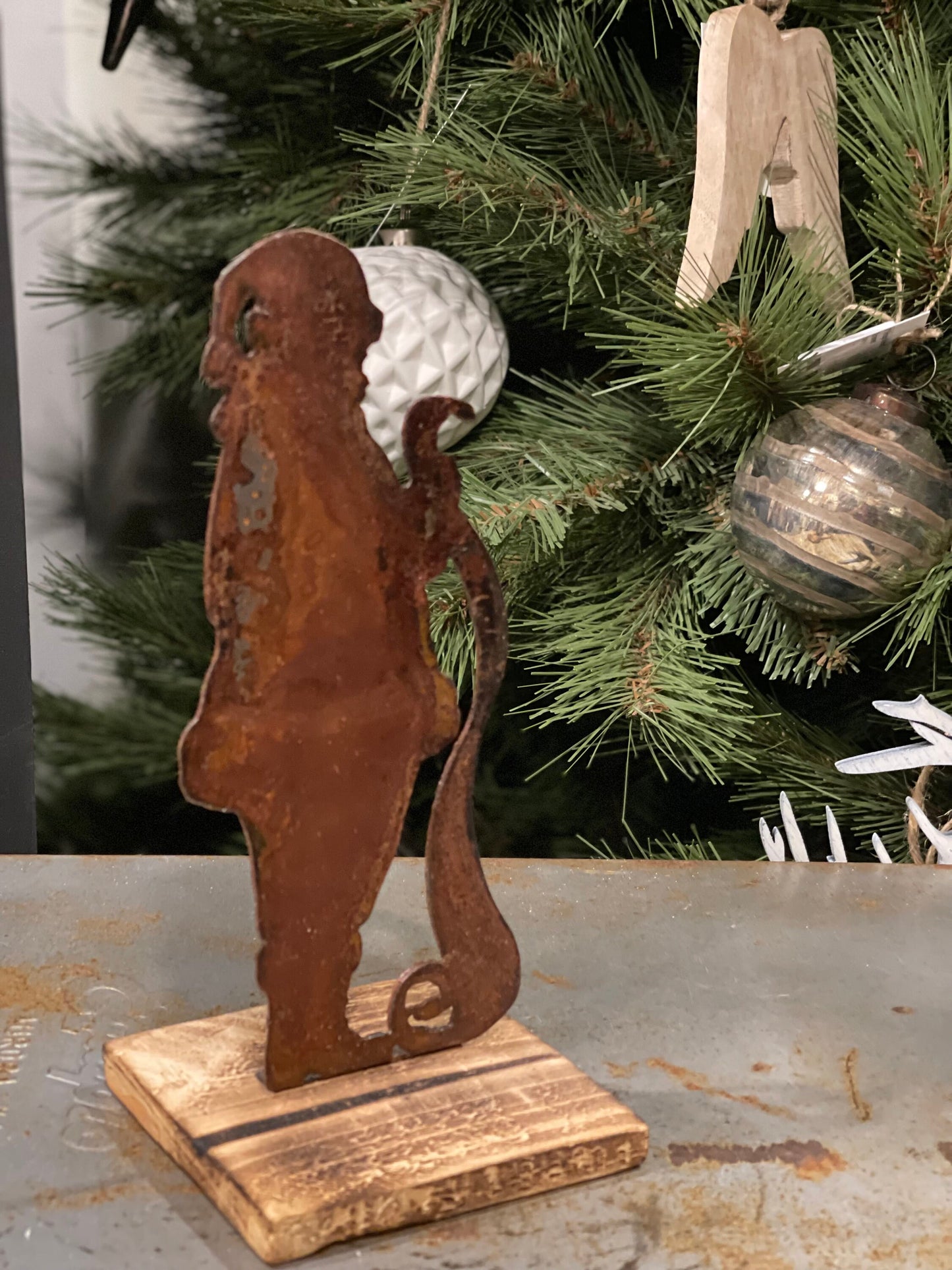 Checking His List Santa Handmade Metal Stand Decor Christmas