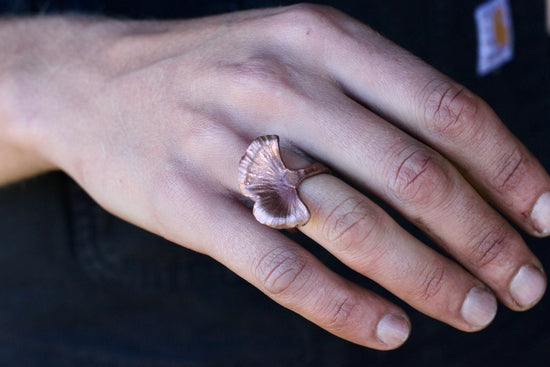Copper Ginko Leaf Ring Rings Gift