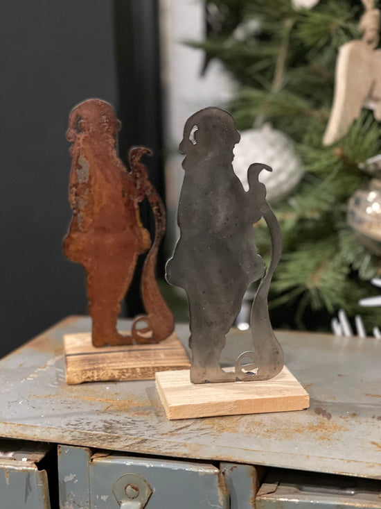 Checking His List Santa Handmade Metal Stand Decor Christmas